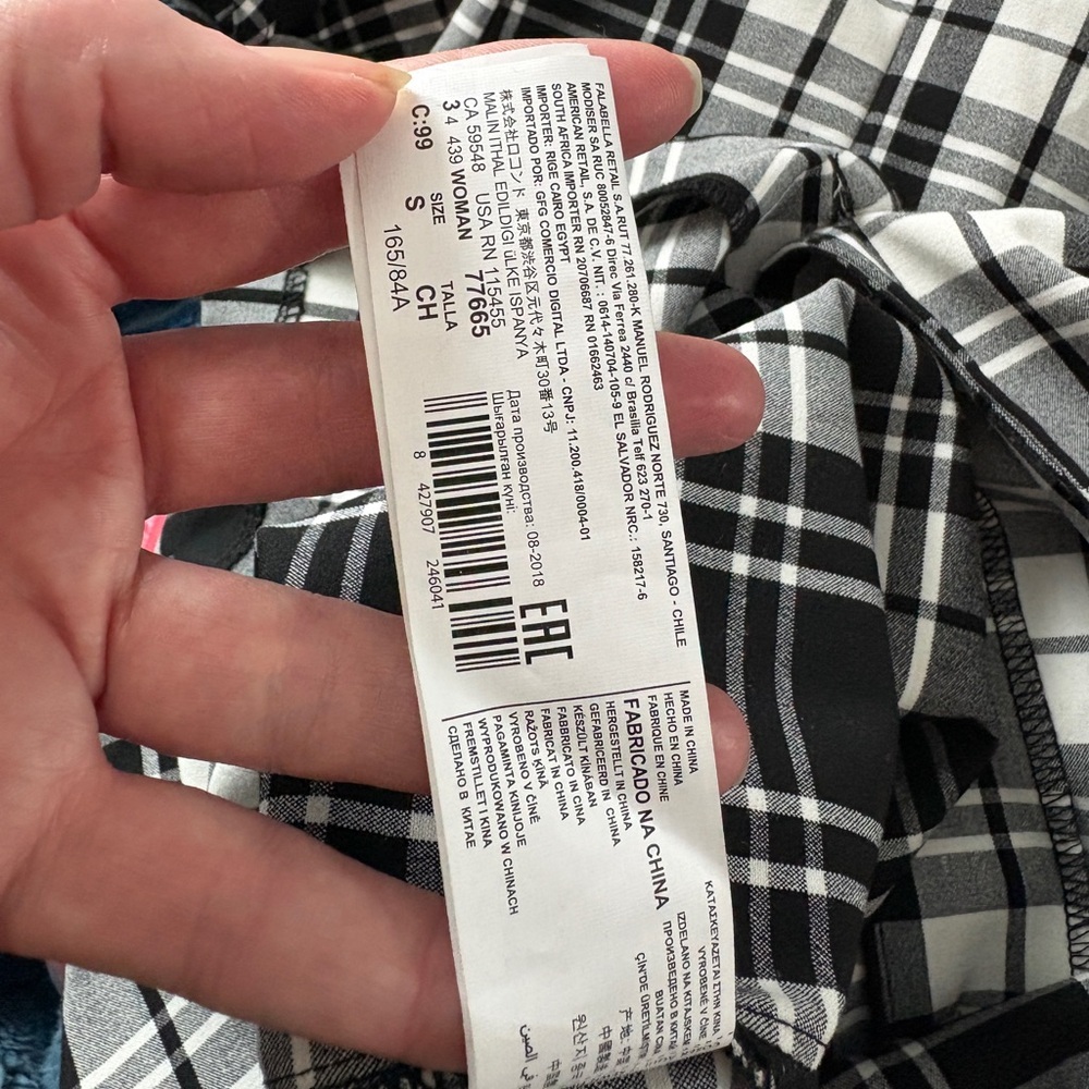 MANGO MNG Casual black & white checked midi dress button down front NWOT sz S - Picture 12 of 14